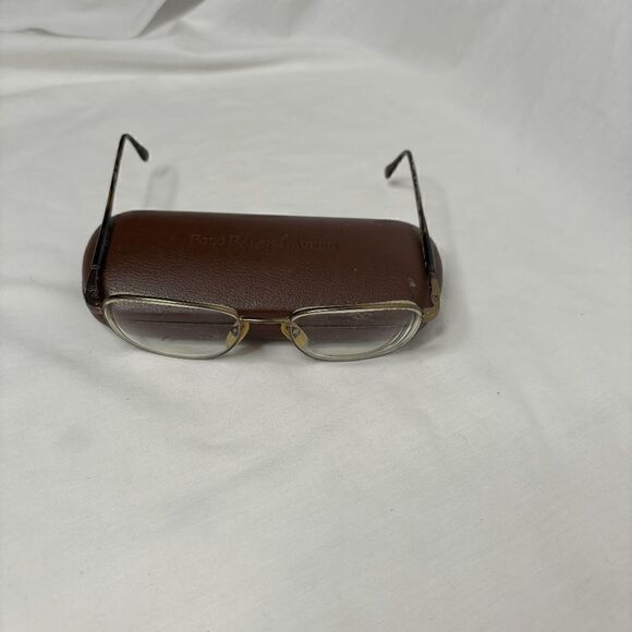 Vintage POLO CLASSIC 247 By Ralph Lauren Bronze Metal Tortoise Ears Leather Case